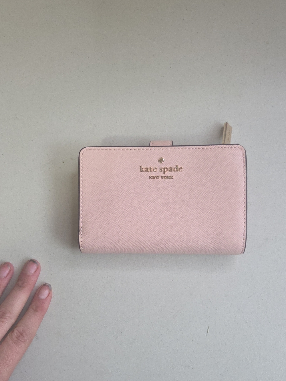 kate spade Blush Pink Compact Saffiano Zip & Snap Wallet